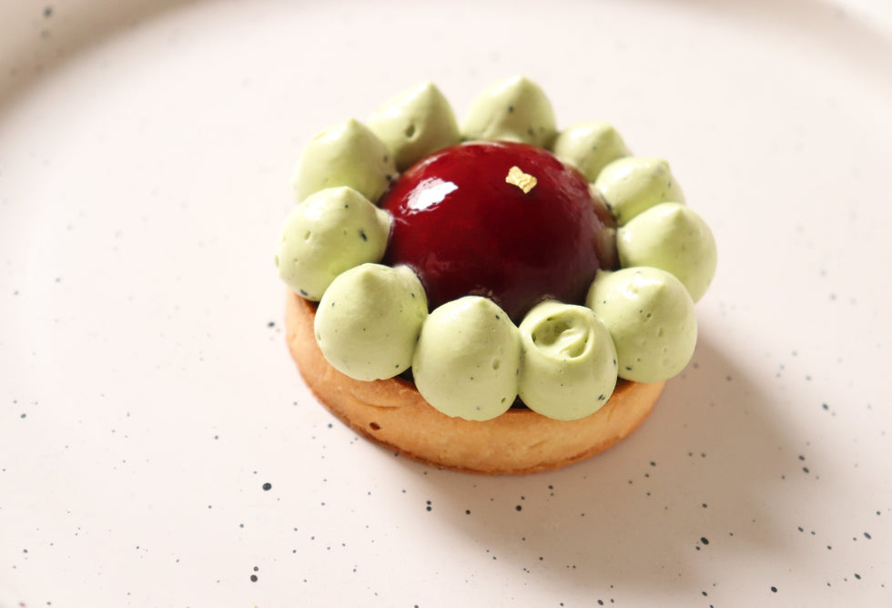 Tartelettes aux griottes et matcha bio