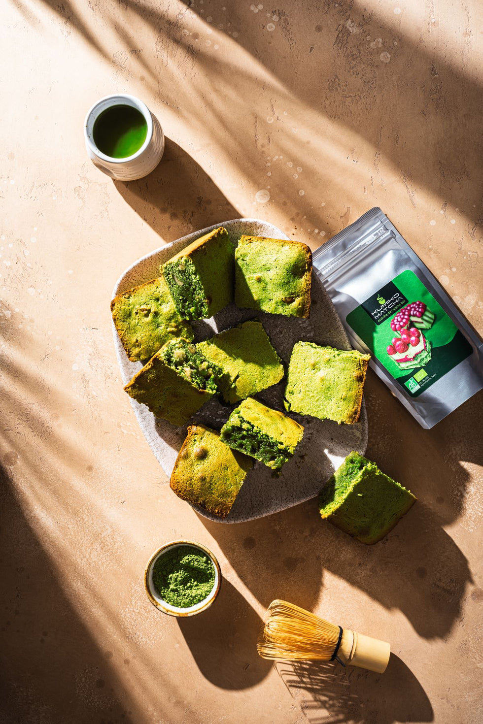 Brownie au thé matcha et chocolat blanc