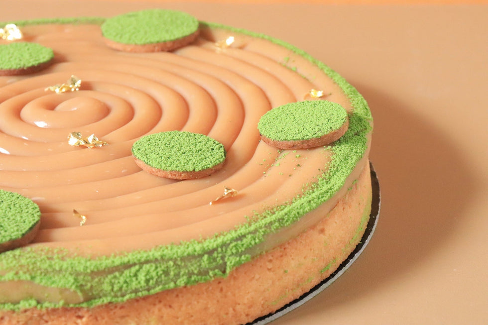 Tarte au caramel et matcha bio