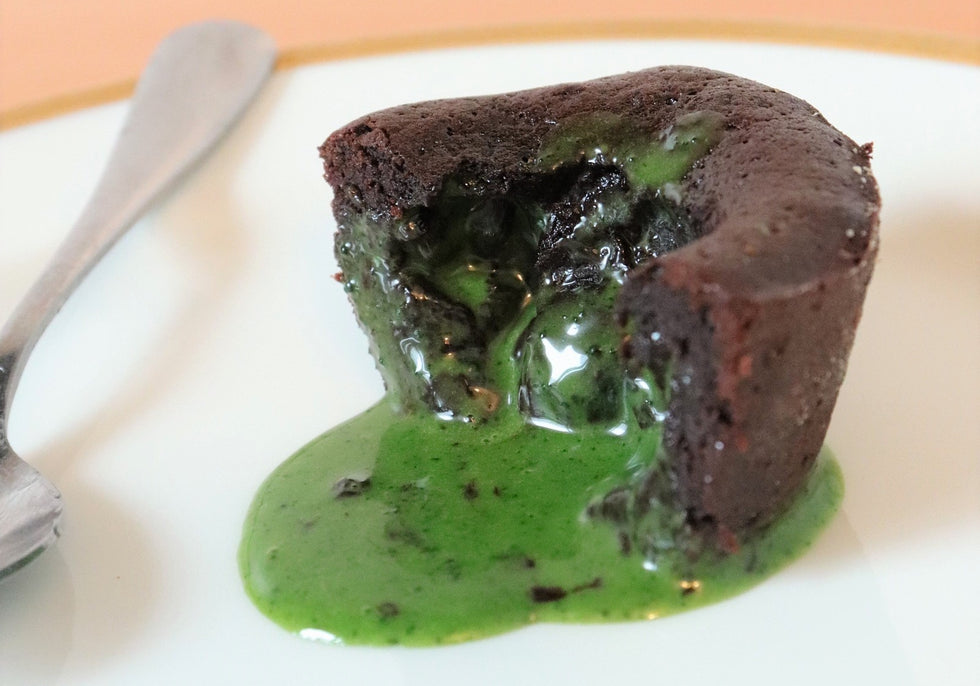 Fondant au chocolat noir cœur fondant au thé matcha