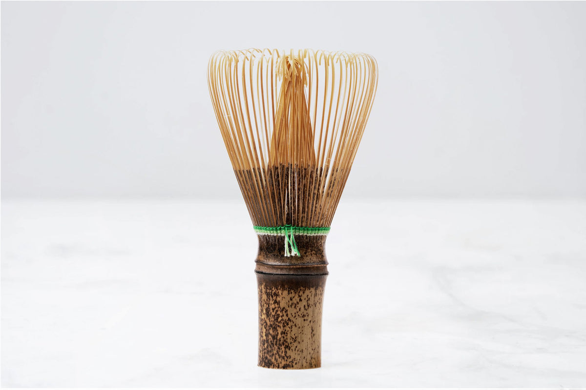 artisan matcha tea whisk by Hirata-san black and green series